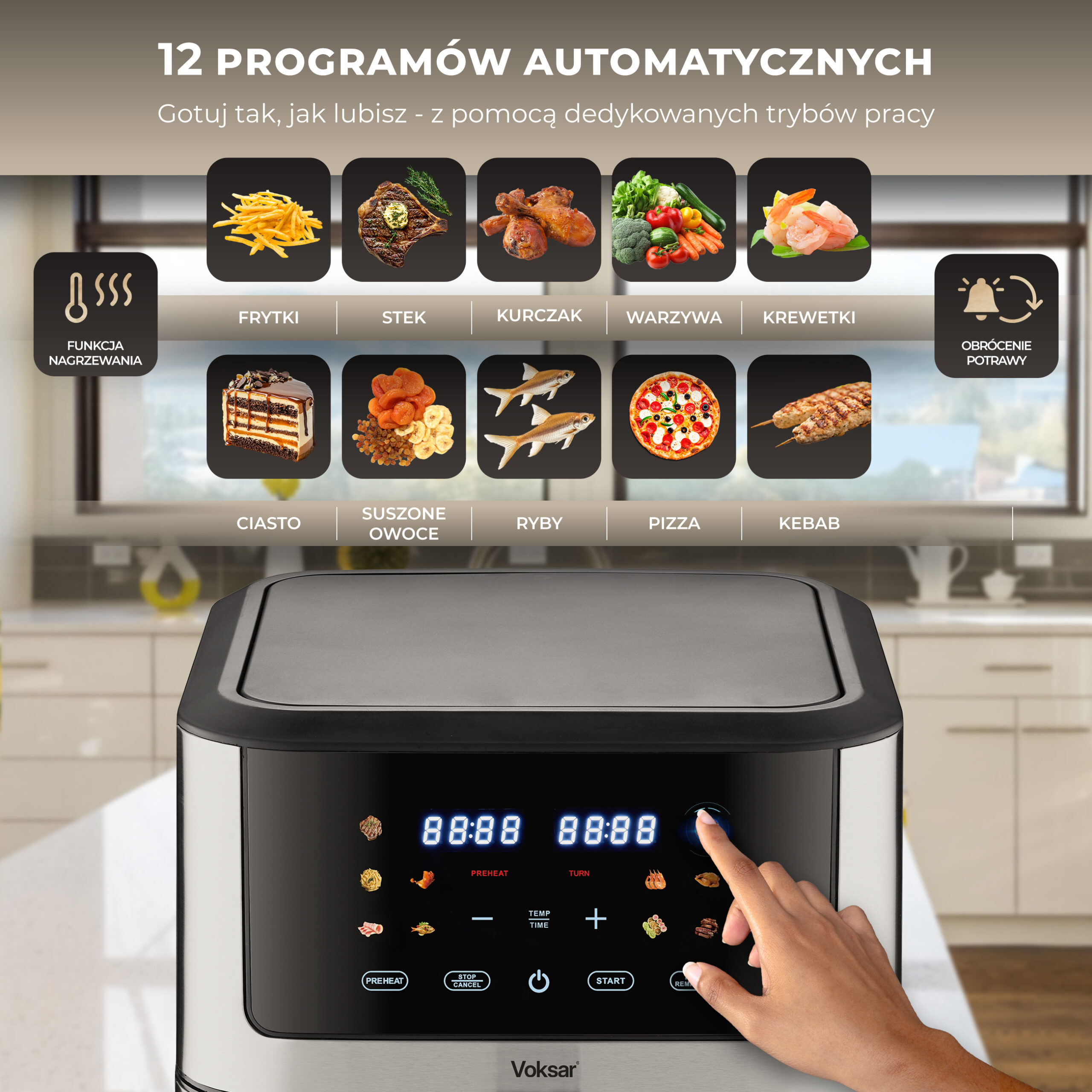 Frytkownica Beztłuszczowa AirFryer VOKSAR K11 XXL 8L 12w1 1800W - obrazek 5